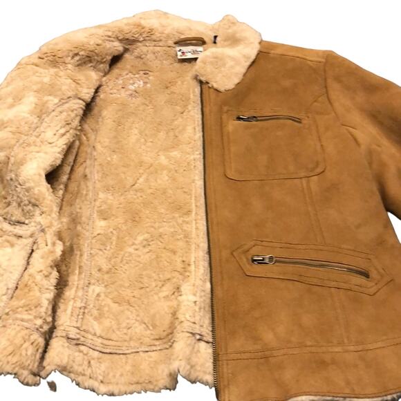 Disney Parks Light brown Faux Suede Embroidered Jacket Sherpa Size Large - Picture 4 of 14